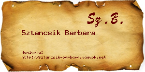 Sztancsik Barbara névjegykártya